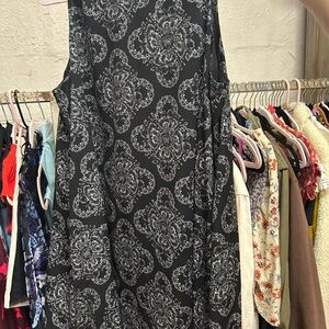 RVCA Black Dress with White Floral Medallion Print